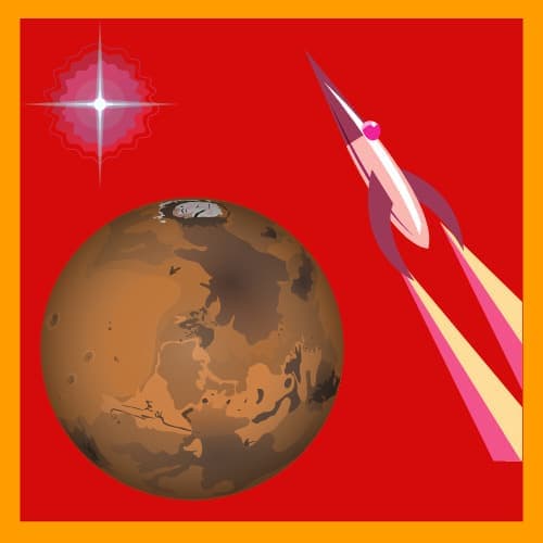 The Loren Aerospace mark: a rocket climbing away from Mars.