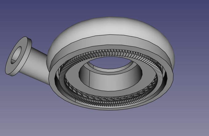 Procedural supersonic turbine prototype done in FreeCAD