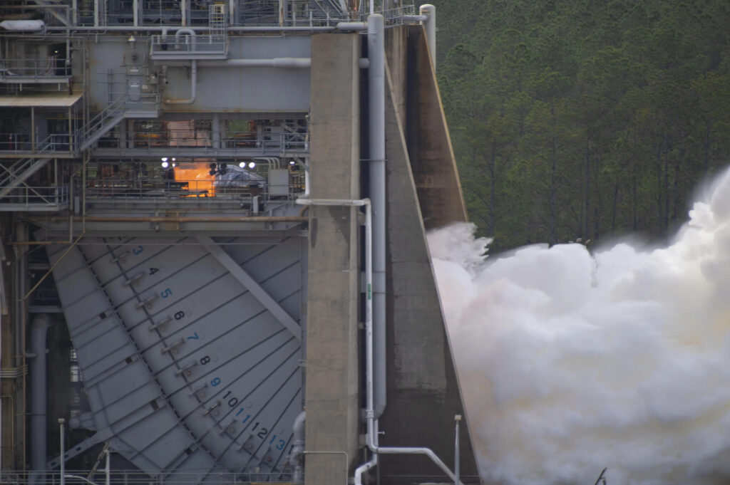 NASA Conducts First 2023 Test of Redesigned Moon Rocket Engine