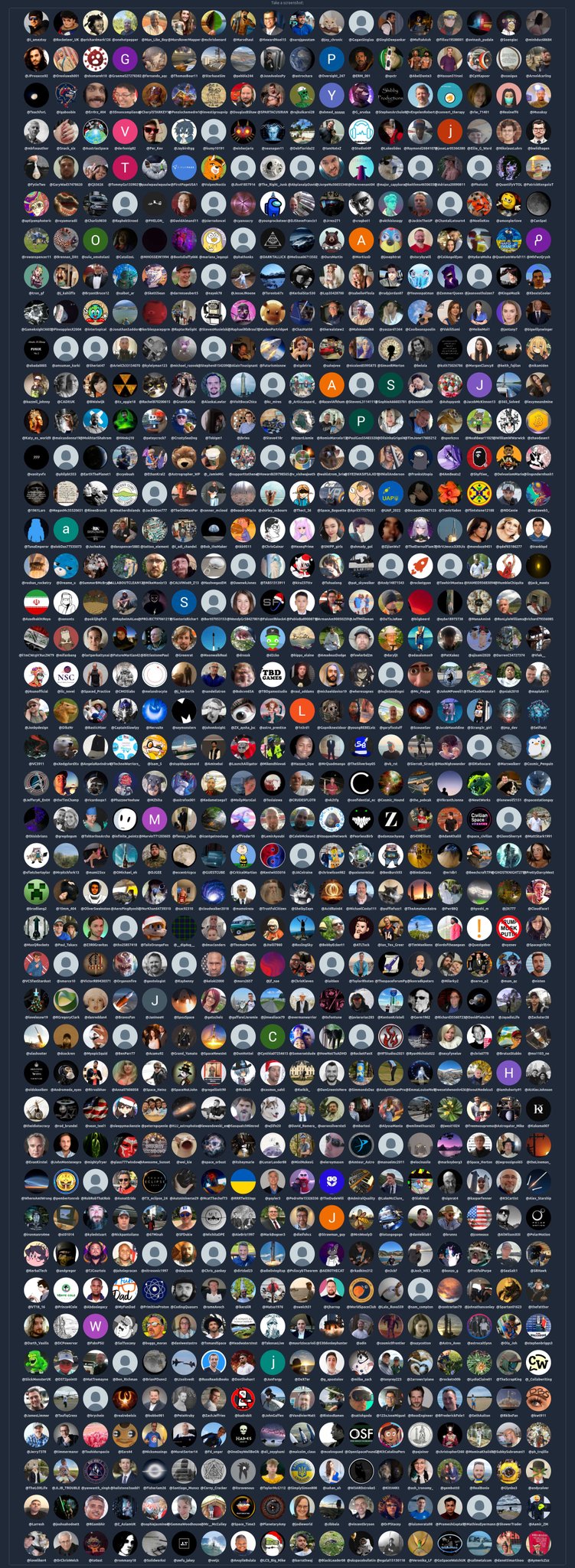 Composite image of 1200 Meco Rocket Simulator Twitter follower profile pictures as of Dec 12 2022